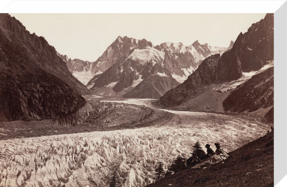Walkers resting beside a glacier, French Alps, c 1870s. - Image 65