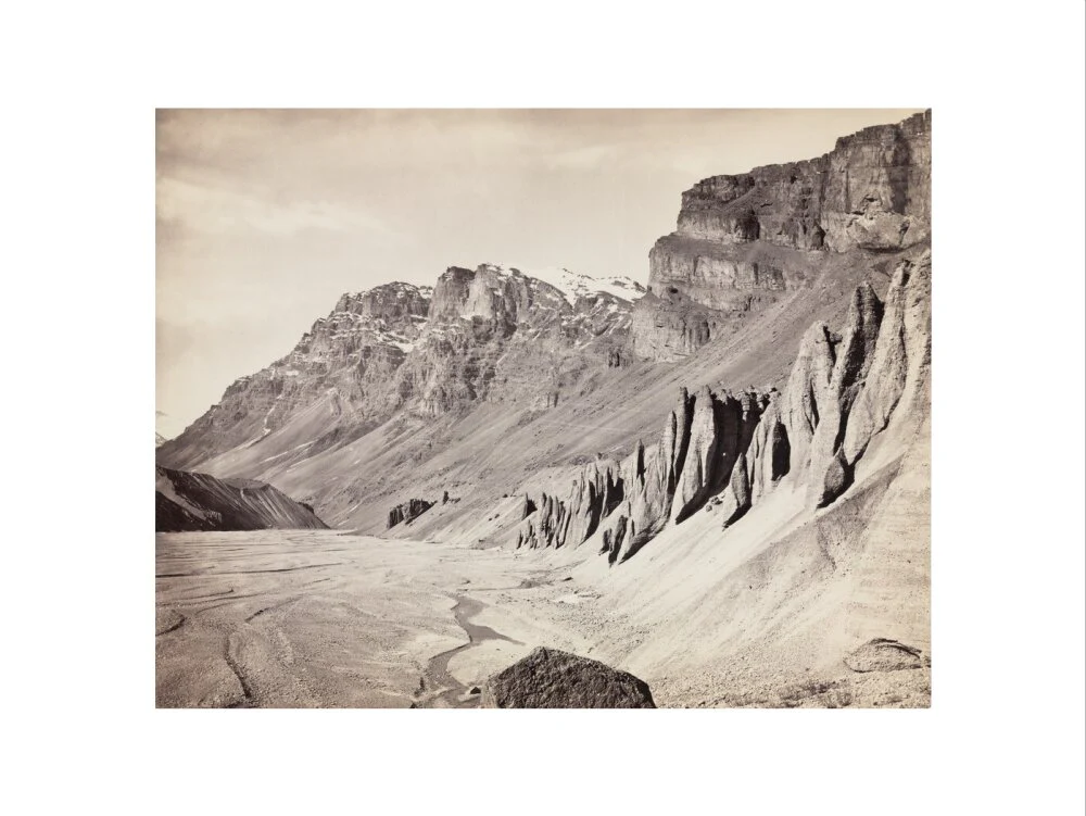 Unusual rock formations on the Spiti riverbed, India, c 1850-1900. - Image 12