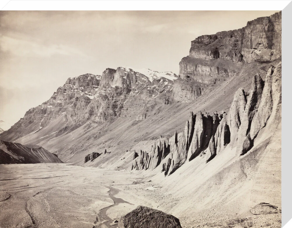 Unusual rock formations on the Spiti riverbed, India, c 1850-1900. - Image 33