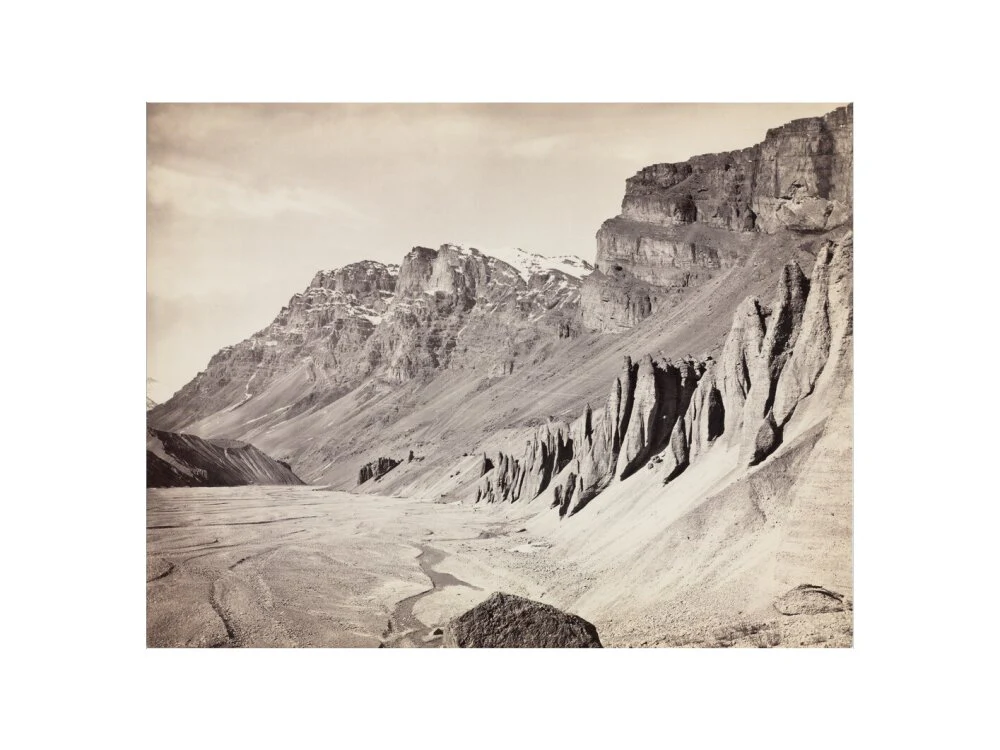 Unusual rock formations on the Spiti riverbed, India, c 1850-1900. - Image 50
