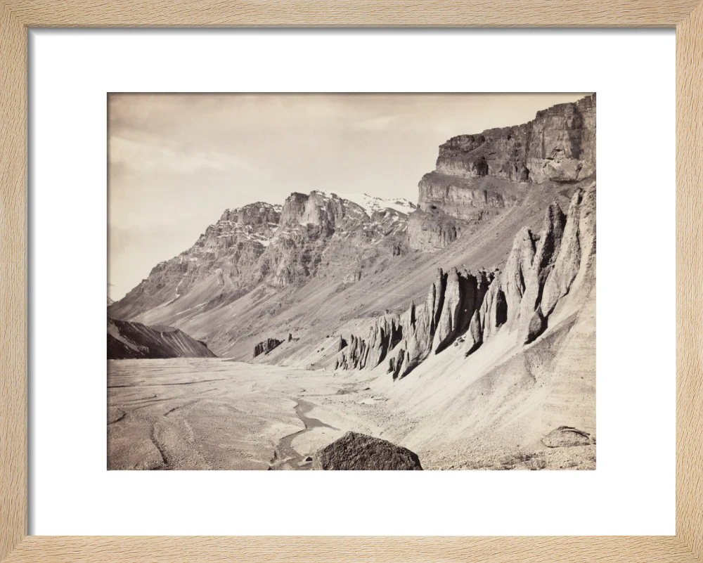 Unusual rock formations on the Spiti riverbed, India, c 1850-1900. - Image 6