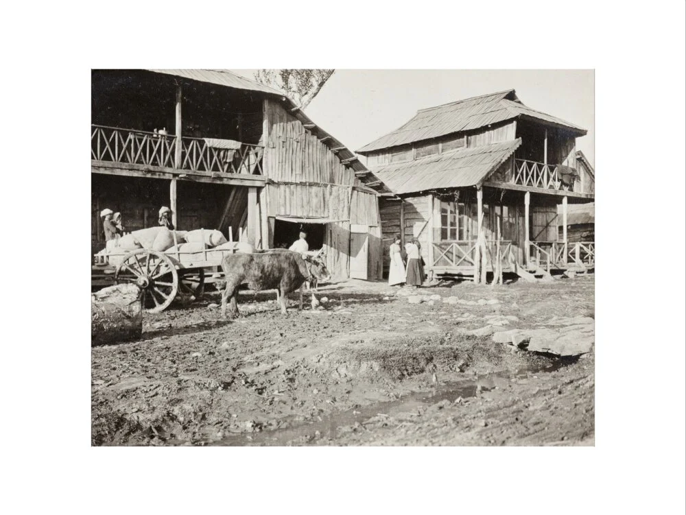 Black and white photograph entitled 'Typical Caucasian Houses' - Image 50