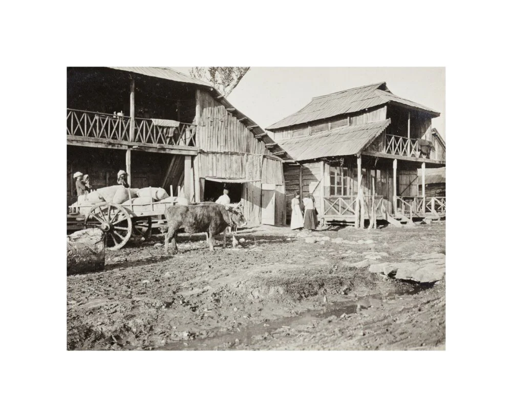 Black and white photograph entitled 'Typical Caucasian Houses' - Image 60