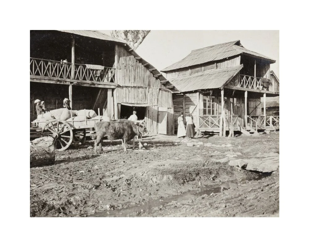 Black and white photograph entitled 'Typical Caucasian Houses' - Image 61