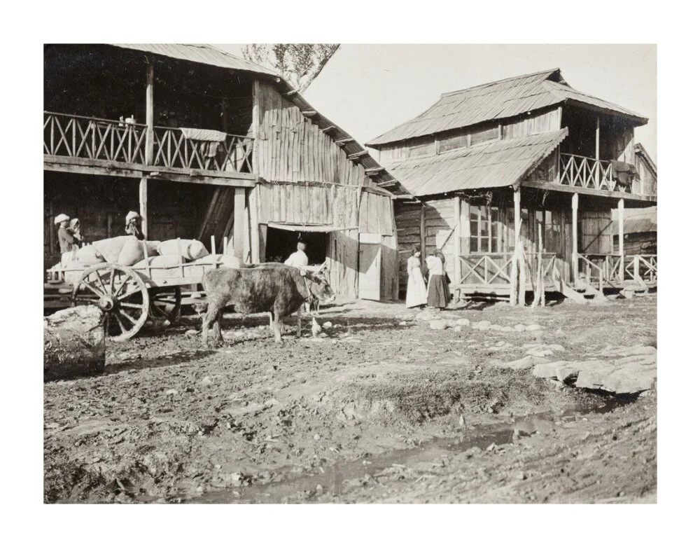 Black and white photograph entitled 'Typical Caucasian Houses' - Image 63