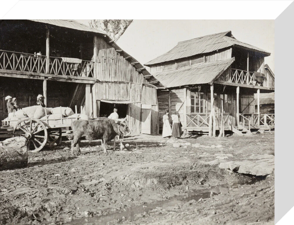 Black and white photograph entitled 'Typical Caucasian Houses' - Image 64
