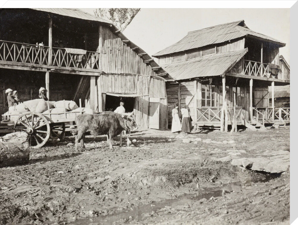 Black and white photograph entitled 'Typical Caucasian Houses' - Image 67