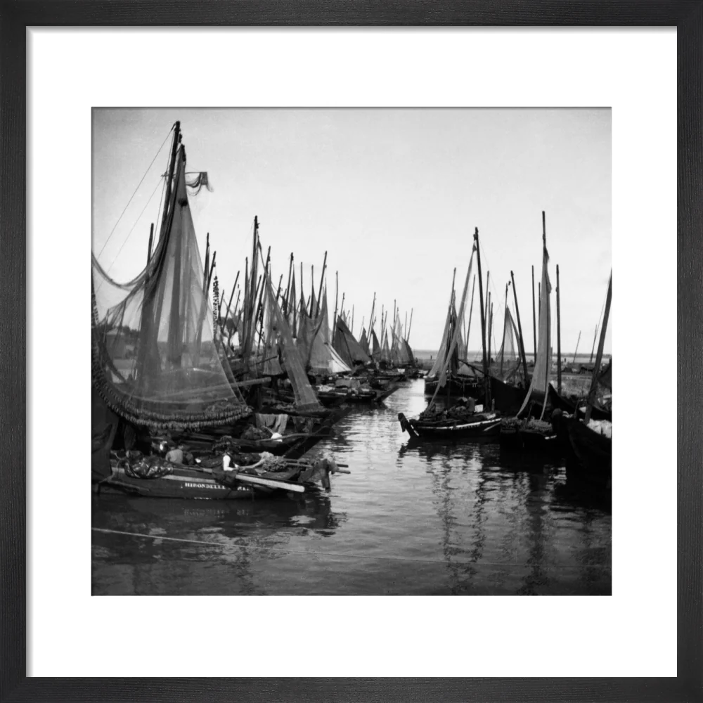 Small fishing boats moored in a harbour, c. 1910. - Image 31