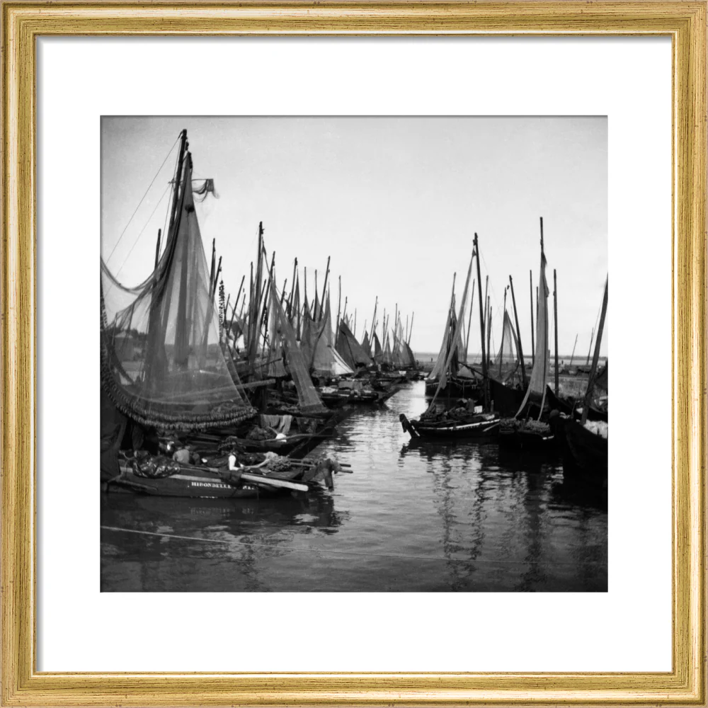 Small fishing boats moored in a harbour, c. 1910. - Image 33