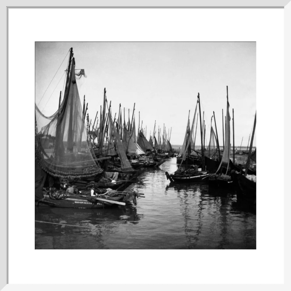 Small fishing boats moored in a harbour, c. 1910. - Image 37