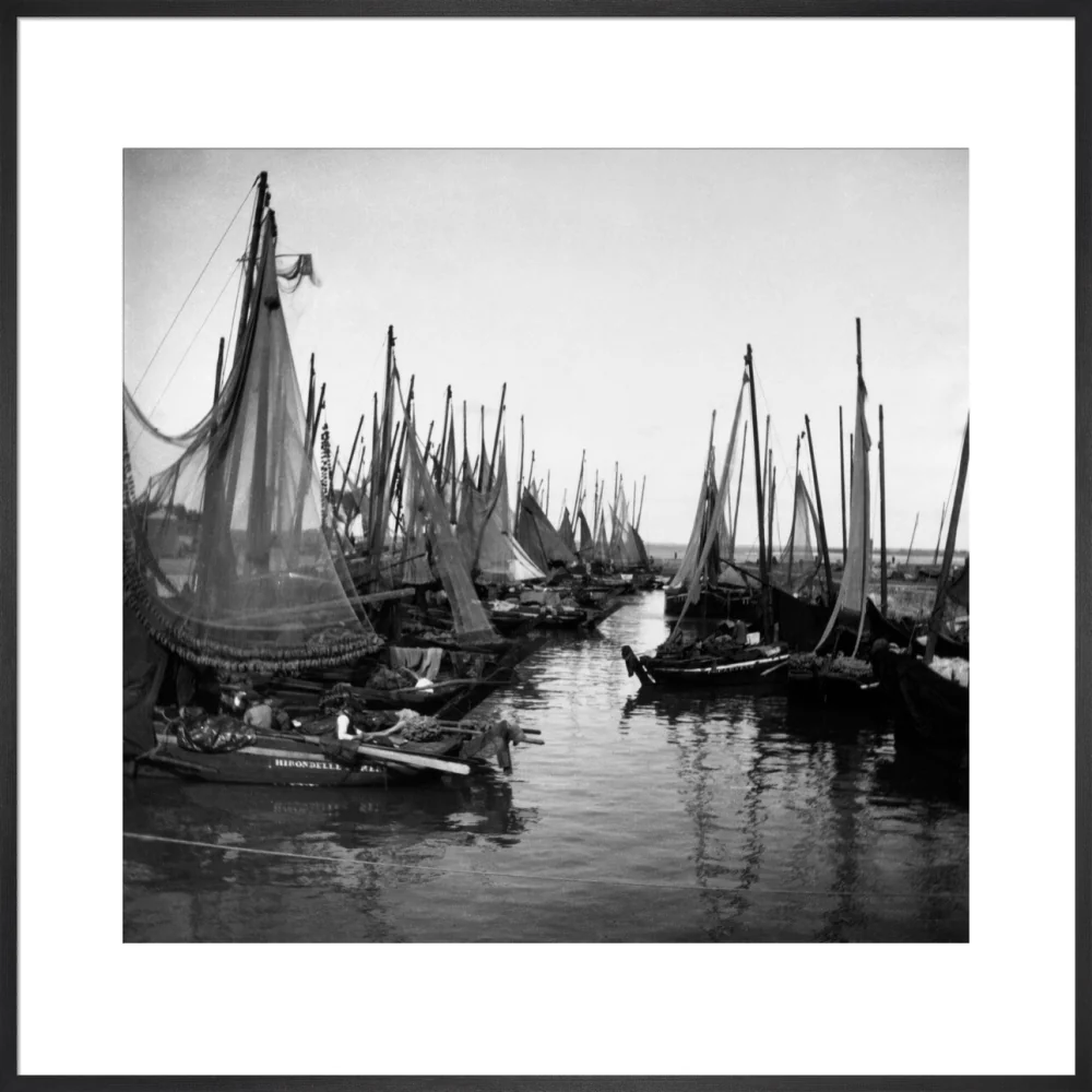 Small fishing boats moored in a harbour, c. 1910. - Image 46