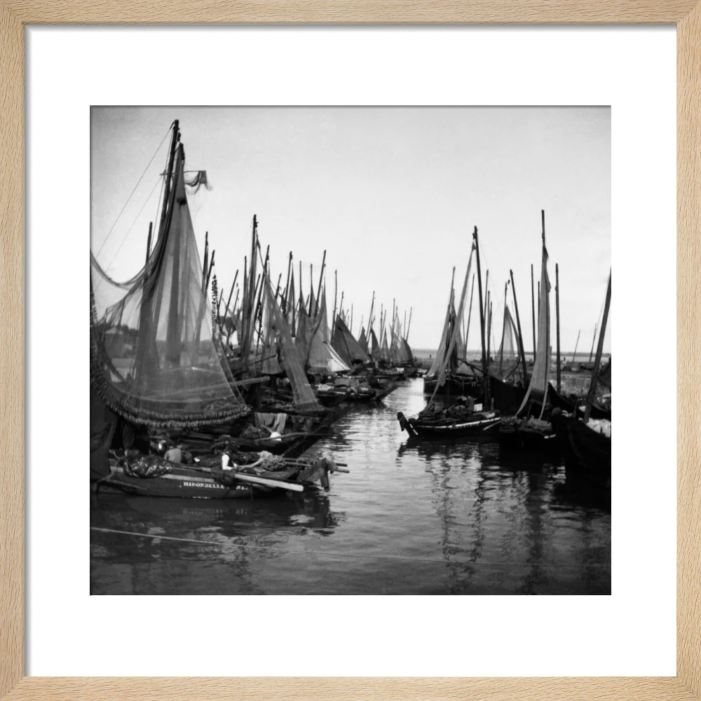 Small fishing boats moored in a harbour, c. 1910. - Image 6
