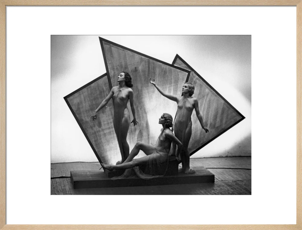 Three near naked women posing on an art deco plinth, c 1920s. - Image 21