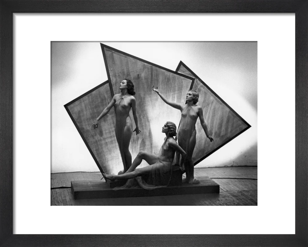 Three near naked women posing on an art deco plinth, c 1920s. - Image 36