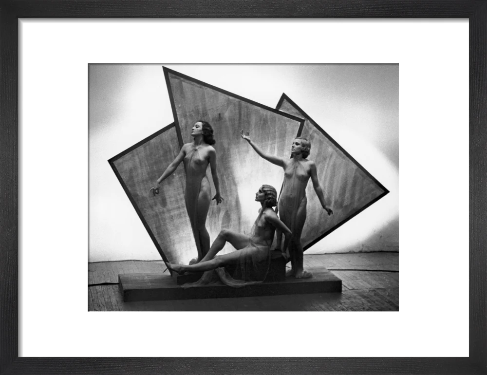Three near naked women posing on an art deco plinth, c 1920s. - Image 41