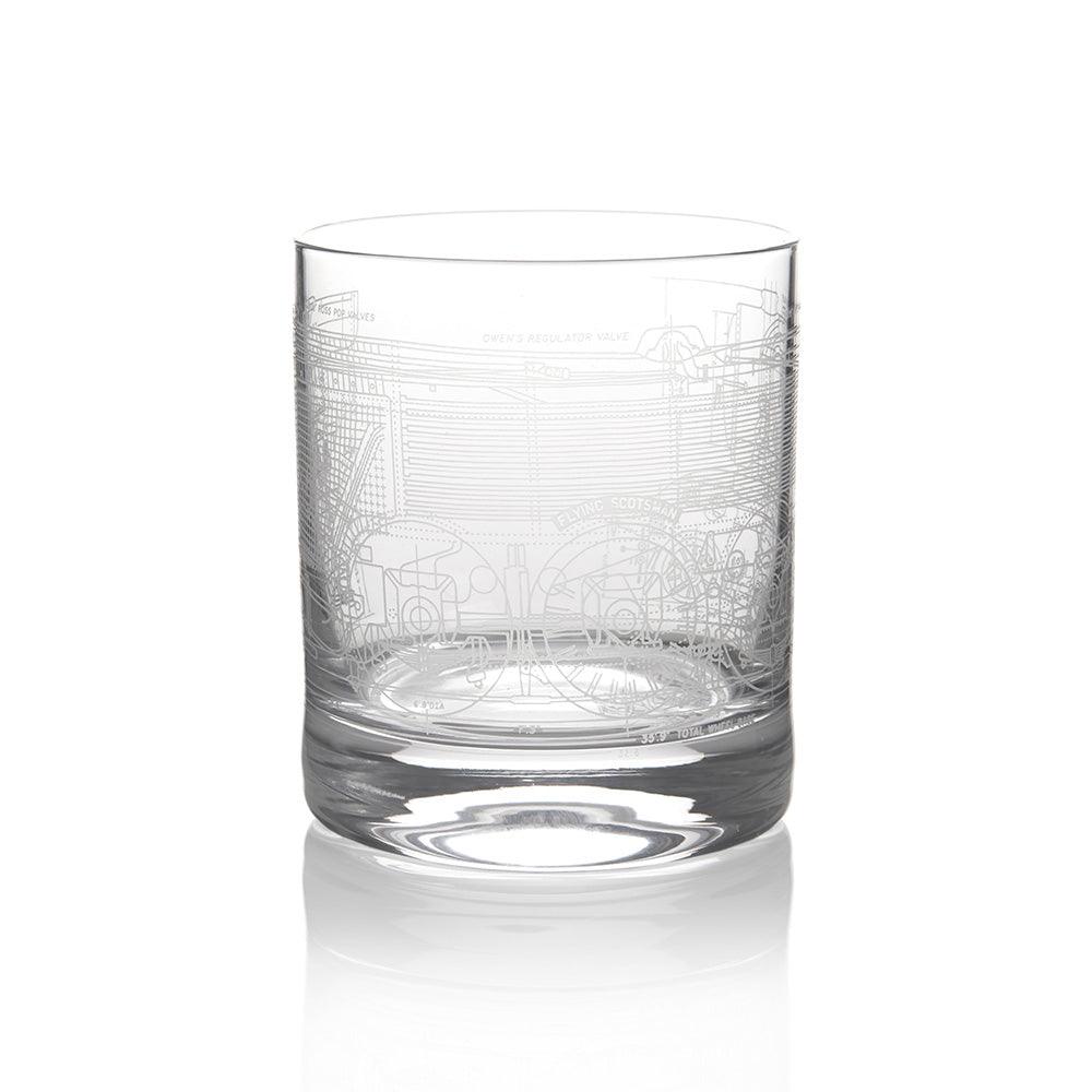 National Railway Museum Flying Scotsman Blueprint Whisky Glass Tumbler - Image 2