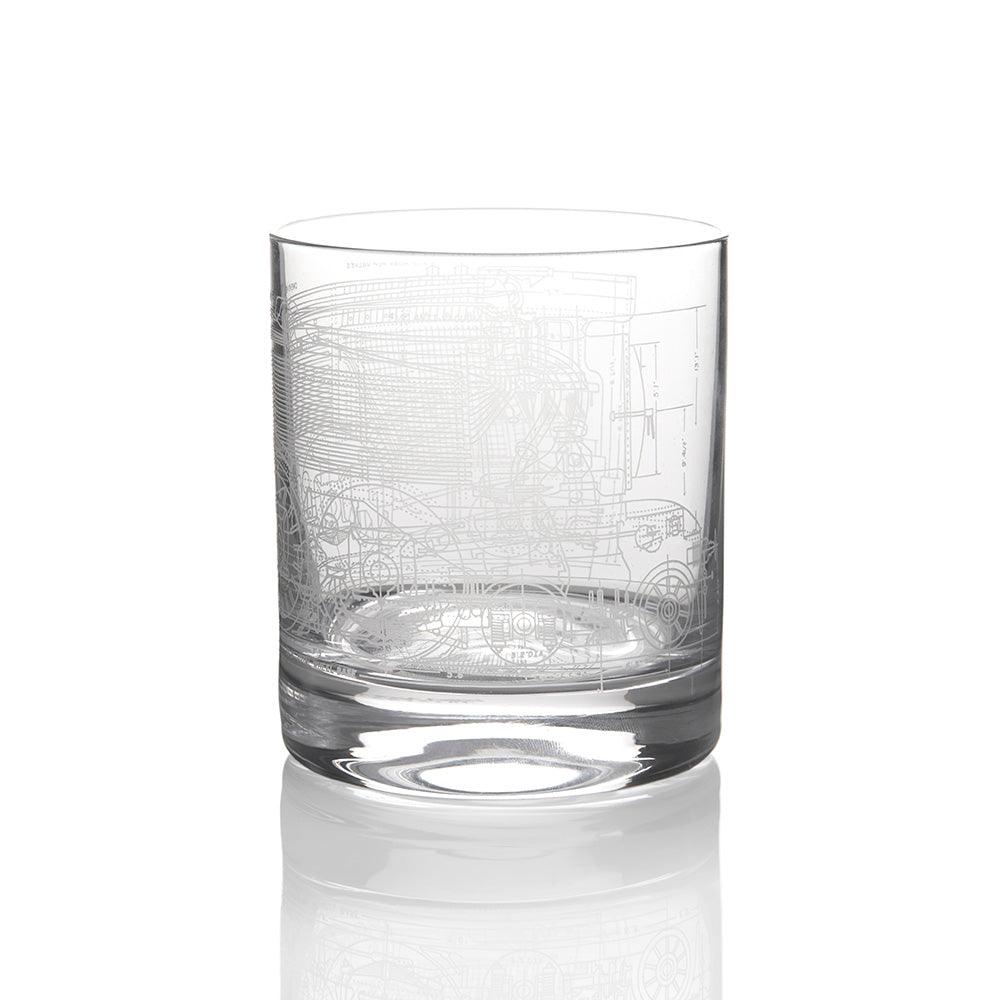 National Railway Museum Flying Scotsman Blueprint Whisky Glass Tumbler - Image 3