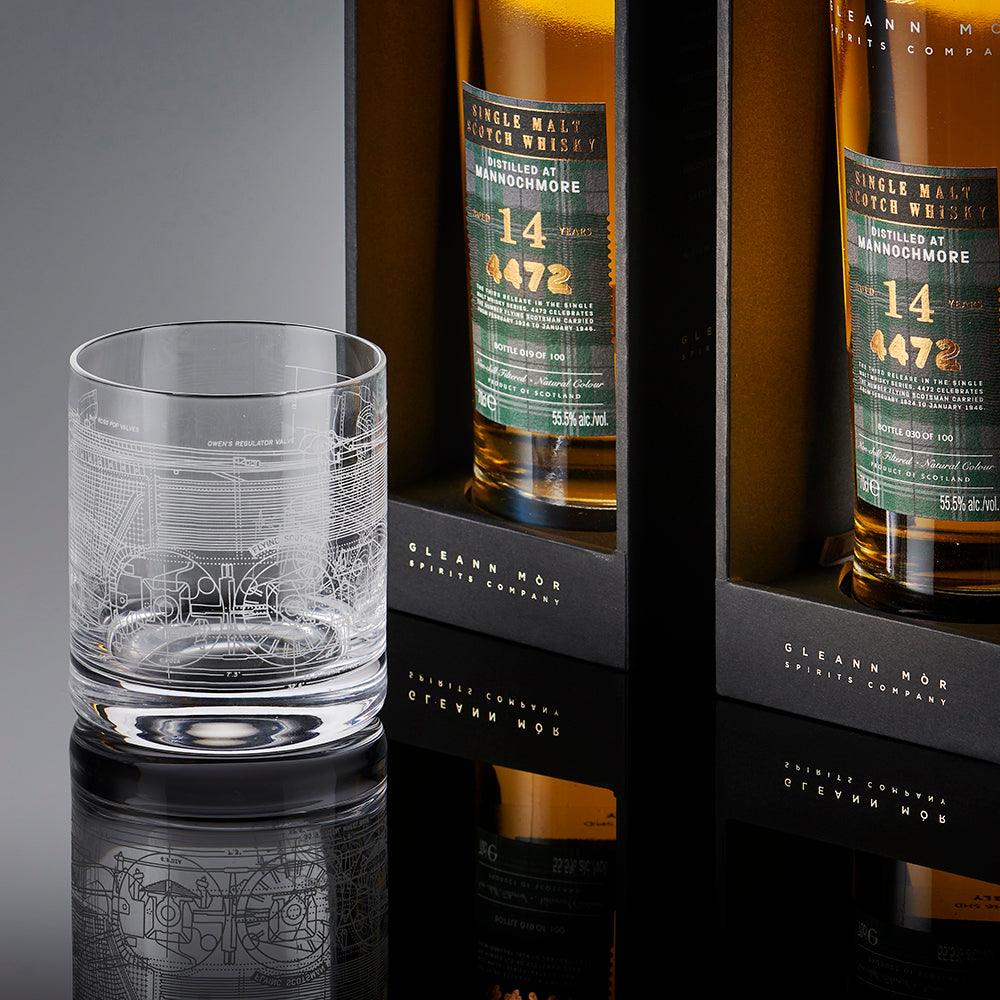 National Railway Museum Flying Scotsman Blueprint Whisky Glass Tumbler - Image 5